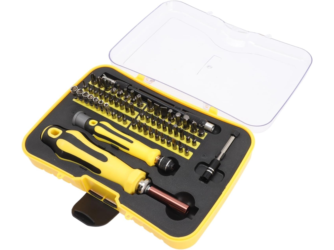 Kit de Ferramentas para Reparos Domésticos com 62 Peças: 1 Conjunto de Chaves de Fenda Manuais, Bits e Catraca. SFUSHOS