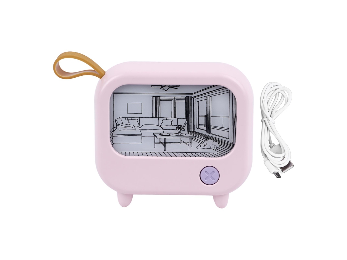 Luminria Noturna Porttil Em Formato De Tv, Rosa E Recarregvel Via Usb, Com 2 Modos De Brilho, Ideal Para Decorao De Quarto. Aquaforge