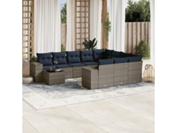 Vidaxl Conjunto De Sofá De Jardim Com 11 Peças E Almofadas Em Rattan Sintético Cinza