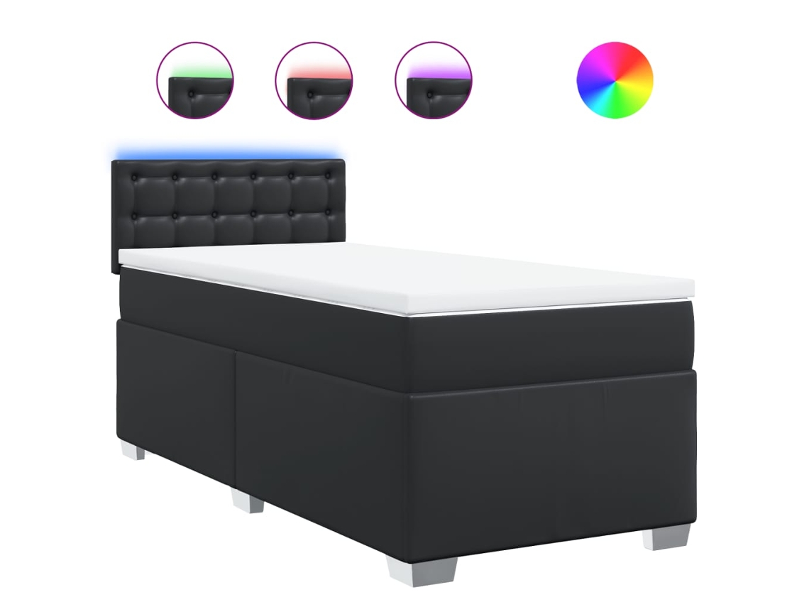 Box Spring Bed, Box Spring Beds Vidaxl Preto Couro Artificial (80 X 200 Cm)