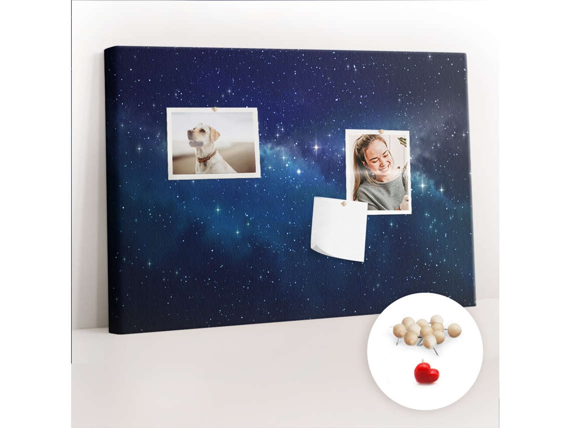 Painel De Cortiça Para Parede Céu Escuro E Estrelas Para A Sala De Estar Espelharte (60x40 Cm)