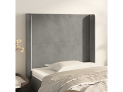 Cabecero con Alas de Terciopelo 83x16x118/128cm Gris Claro