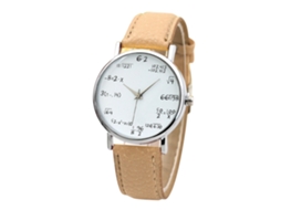 Relógio de Pulso Feminino Simples Casual de Quartzo com Pulseira de Couro Pu Bege