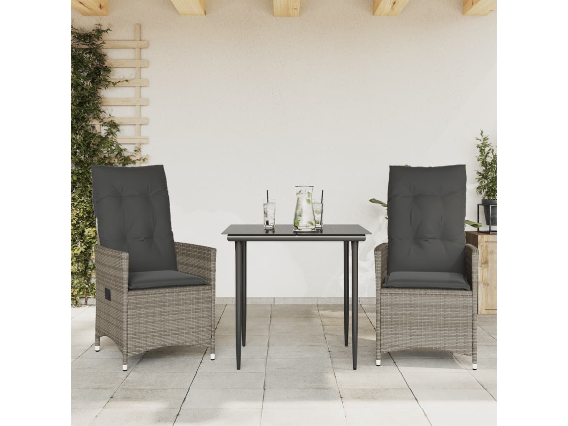 Maison Exclusive - Cadeiras Jardim Reclináveis 2 Pcs C/ Almofadões Vime Pe Cinza