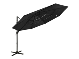 Vidaxl Guarda-sol De Jardim 4 Camadas C/ Poste De Alumínio 3x3 M Preto