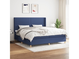 Vidaxl Cama Com Molas/colchão 200x200 Cm Tecido Azul