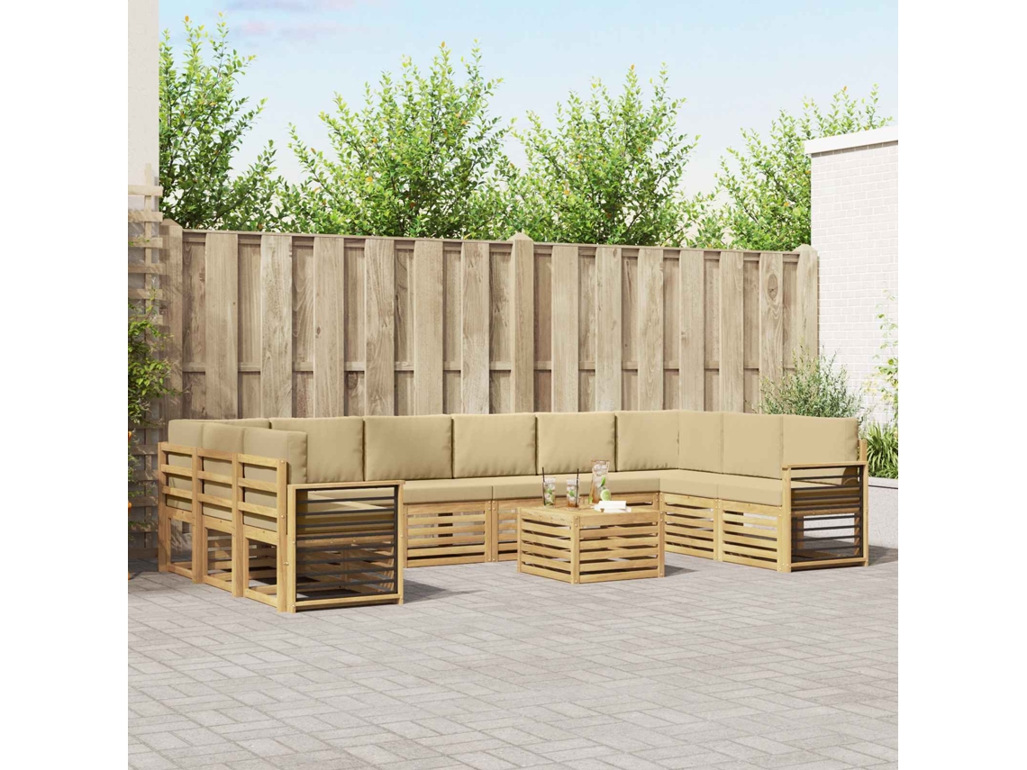 Vidaxl Conjunto De Sofás Para Exterior 11 Unid. Branco E Bege