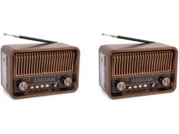Rádio Portátil Vintage Fm/am/sw Sem Bluetooth com Lanterna Led e Plugue. SFUSHOS (2 Unidades)