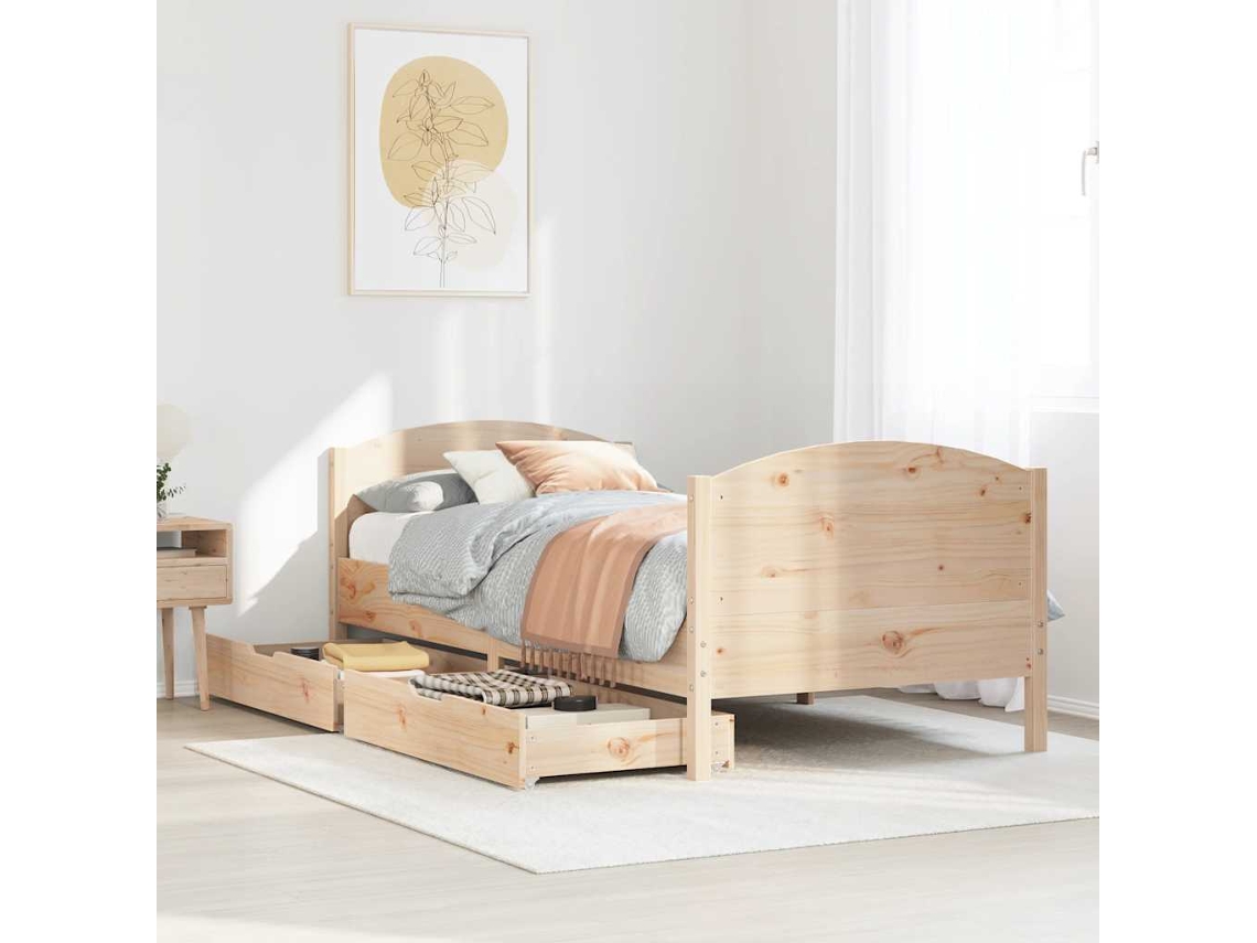 Vidaxl Cama Sem Colchão 90x190 Cm Madeira De Pinho Maciça