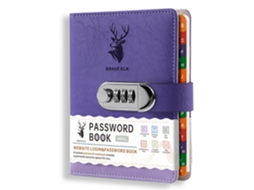 B6 Password Lock Notebook With Index, Purple, 60-sheets