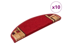 Vidaxl Tapetes De Escadas Adesivos 10 Pcs 65x21x4 Cm Vermelho