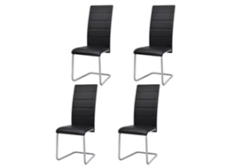 Vidaxl Cadeiras De Jantar Cantilever 4 Pcs Couro Artificial Preto