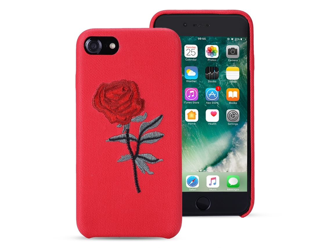 Capa LAXISCREED Iphone7/7p Rosa Bordada Anti derrapante