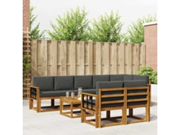Vidaxl Conjunto De Sofás Para Exterior 9 Pcs Natural E Antracite