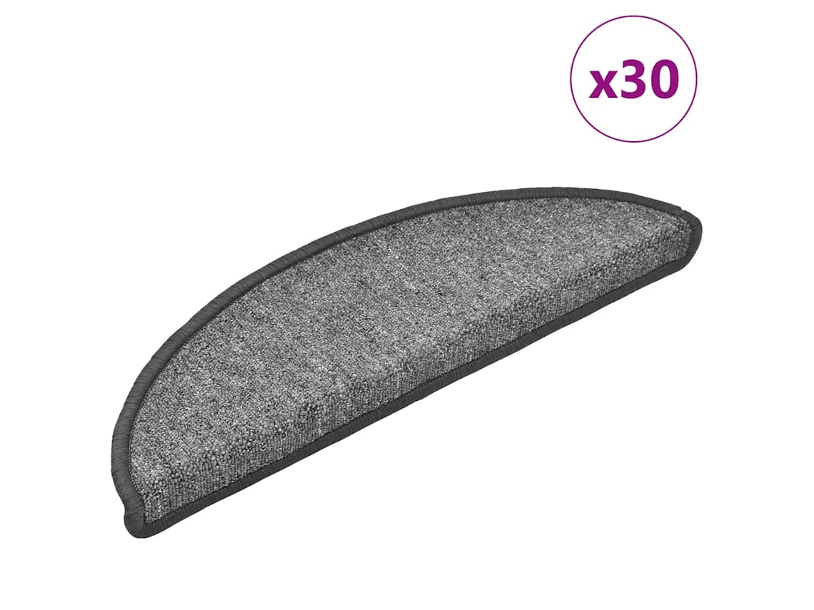 Vidaxl Tapetes De Escada 30 Peças 56x17x3 Cm Cinza Escuro Semicircular