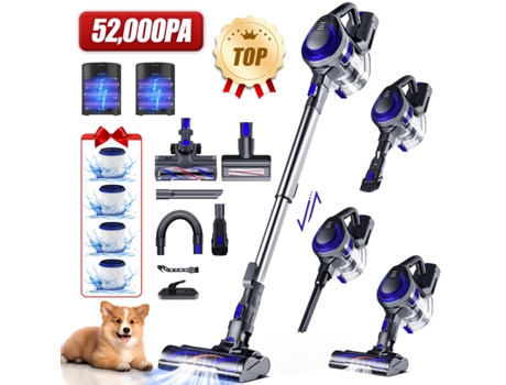 Aspirador Vertical 5 Em 1 Potência 560 W E 52 000 Pa, Duas Baterias , Kit Pets Com Escova Anti-pêlos Tubo Flexíve Adormii (120 Min)
