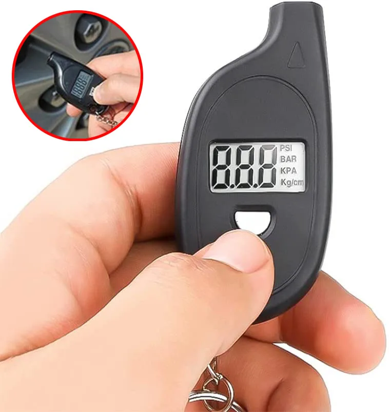 Medidor Digital Pneus Lcd Compacto Chaveiro Carro Moto