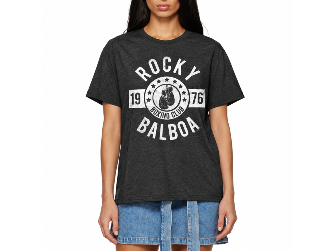 Rockinstone Rocky Movie Boxing Club Heather Black Adult T-shirt Size:m