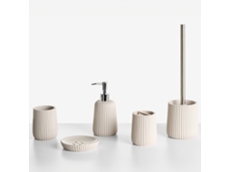 Conjunto De 5 Accesorios De Baño Beliani Pozuzo De Poliresina Beige 10x10x36