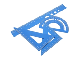 Kit De Régua Multifuncional 20cm Em Liga Alumínio Azul