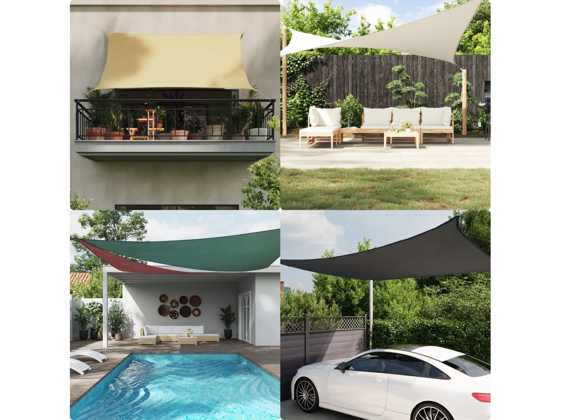 Vidaxl Para-sol Est. Vela Tecido Oxford Triang. 3,5x3,5x4,9m Cor Creme