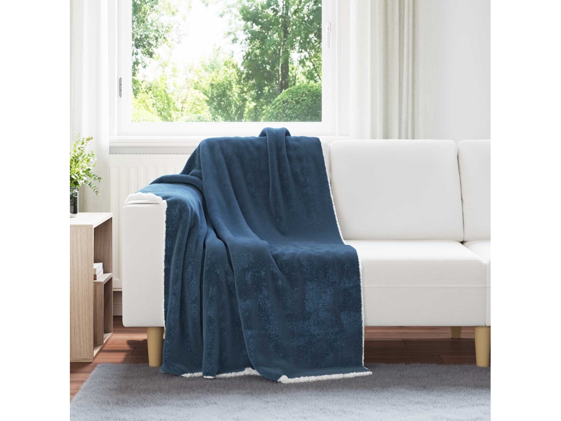 Vidaxl Manta Azul Marinho 130 X 150 Cm 1 Kg Lã