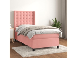 Vidaxl Cama Com Molas/colchão 90x190 Cm Veludo Rosa