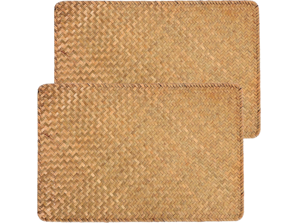 Jogo Americano Retangular 45x30 Cm Em Fibra De Junco, 2 Peças