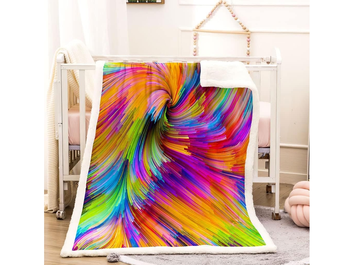 Manta com Estampa 3d de Espirais Co em Microfibra 180x200cm