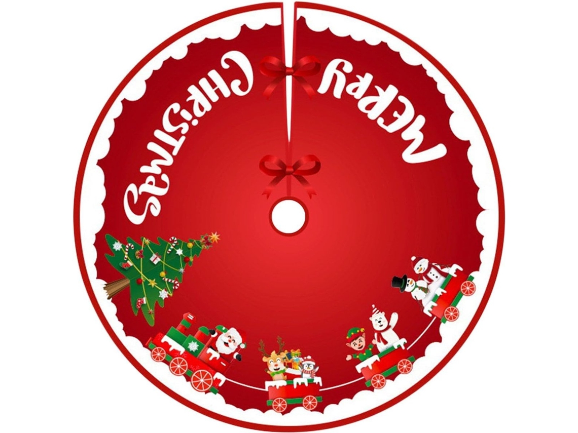 Tapete Para Árvore De Natal, 122 Cm (48 Polegadas), Vermelho, Com Estampa De Papai Noel E Flocos De Neve
