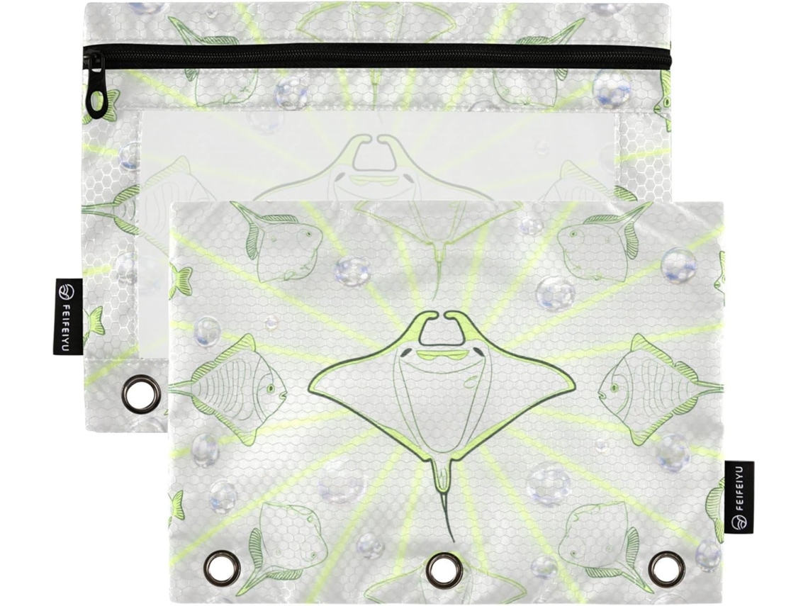 Linha Undermarine Manta Ray 3-sacolas Verdes Com Janela Transparente Em Cores Variadas, 3-pastas Para Guardar Material