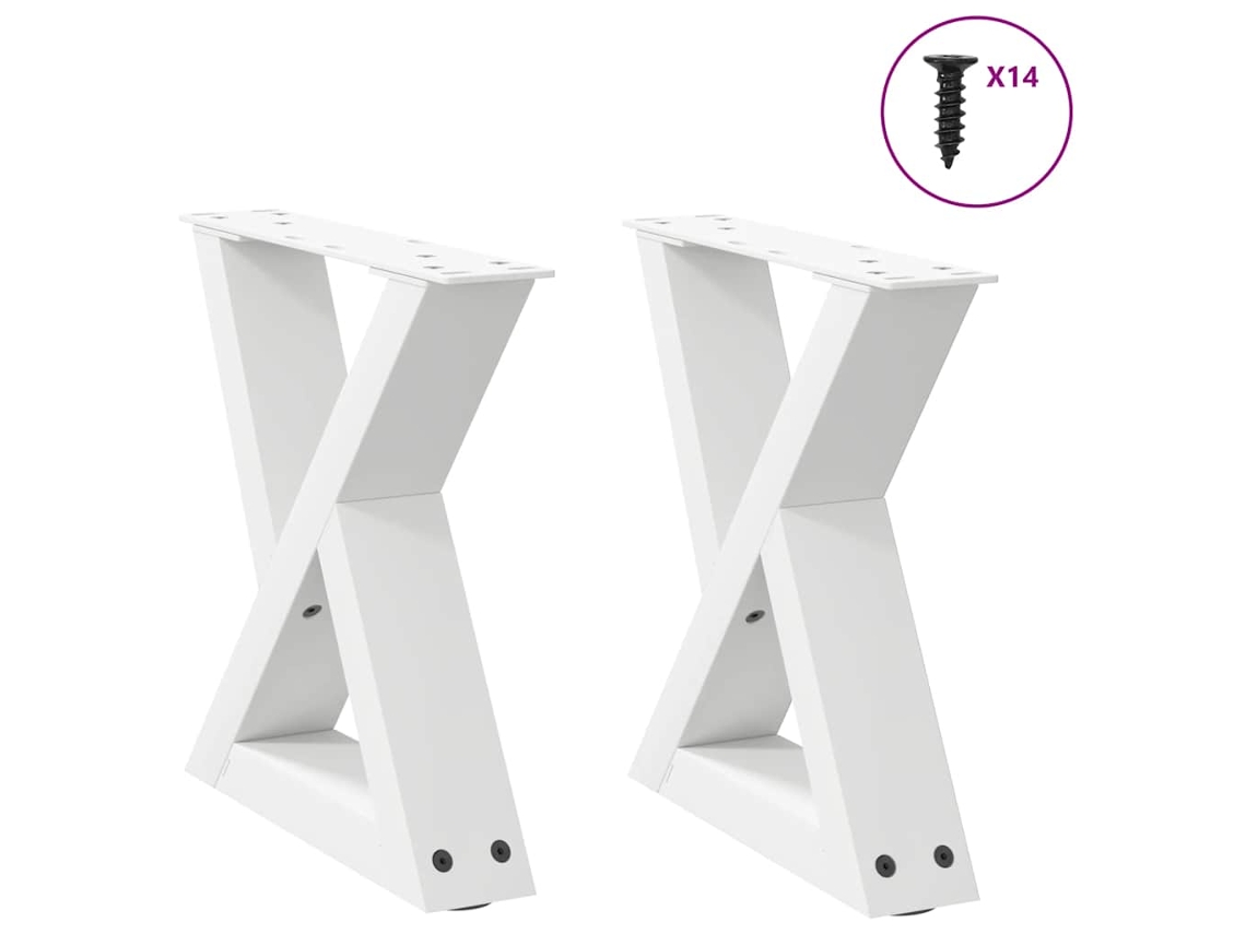 Vidaxl Pés Para Mesa De Centro 2 Peças, Branco, 40x(30-31,3) Cm, Aço