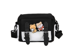 Bolsa De Ombro Casual Fofa De Nylon, Bolsa Transversal Com Alça Ajustável, Preta