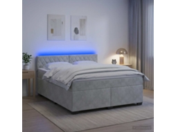 Vidaxl Cama Box Spring Com Colchão E Led Cinzento-claro 140 X 190 Cm