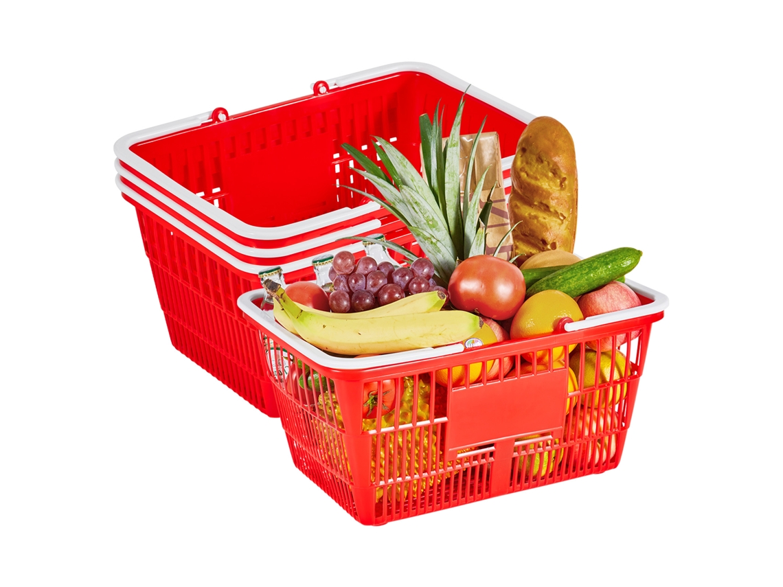 Cestas De Compras Com Alças Succebuy 4 Peças Empilháveis Para Lojas, Supermercados