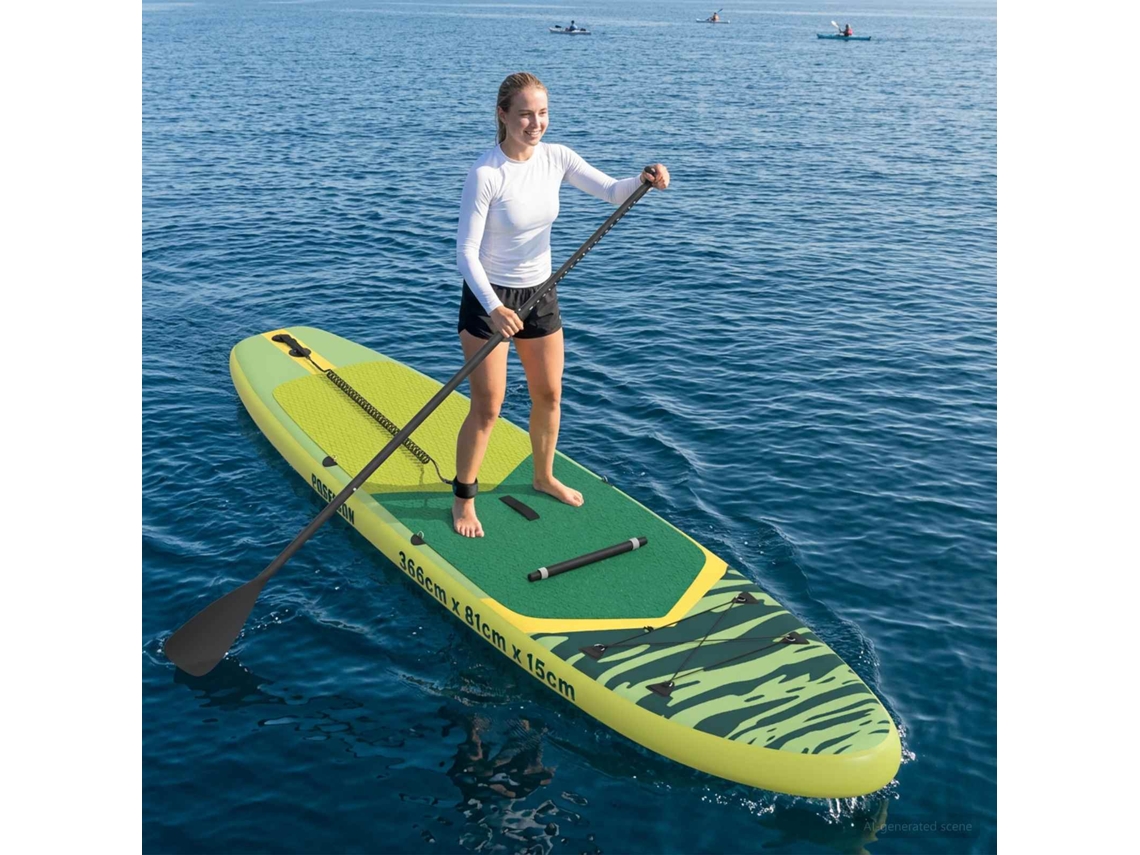 Vidaxl Prancha Sup Com Assento 2 Em 1 Poseidon 366 X 81 X 15 Cm Verde