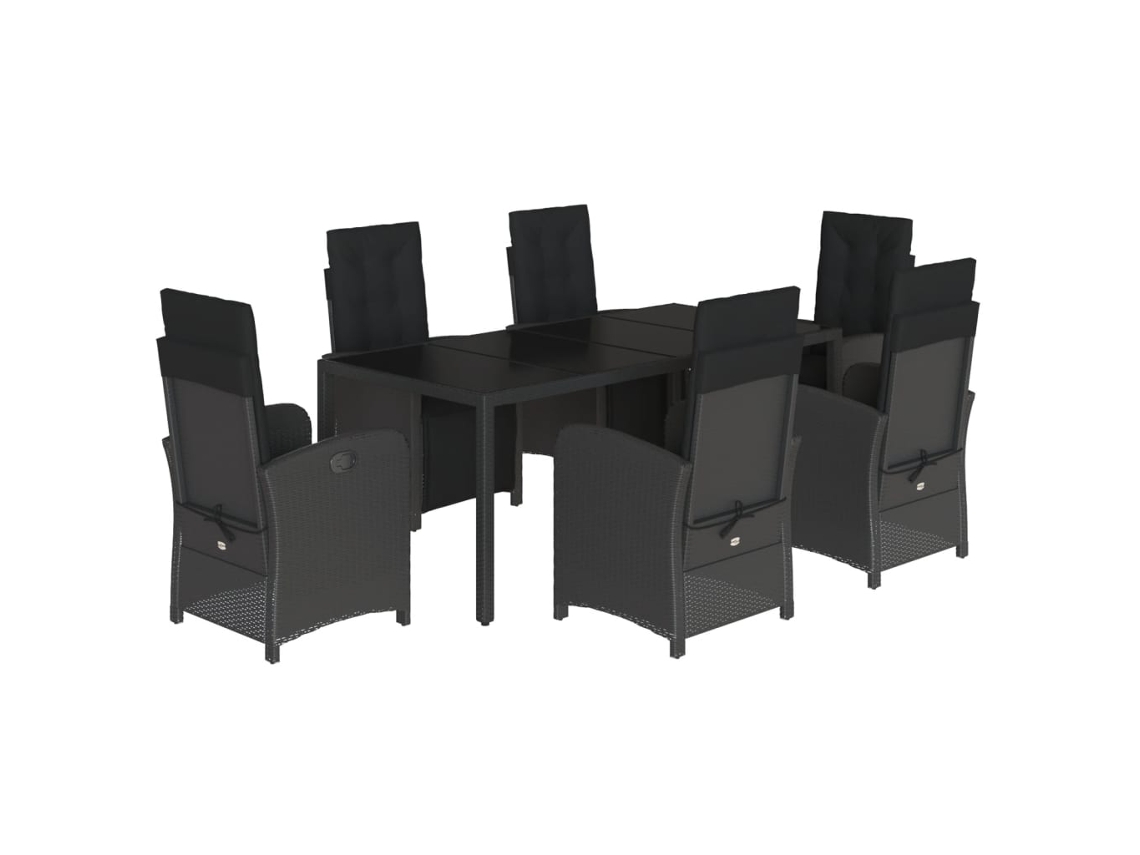 Garden Dining Set, Garden Dining Sets Vidaxl Preto Rattan / Vime (mesa Com 190 Cm De Comprimento)