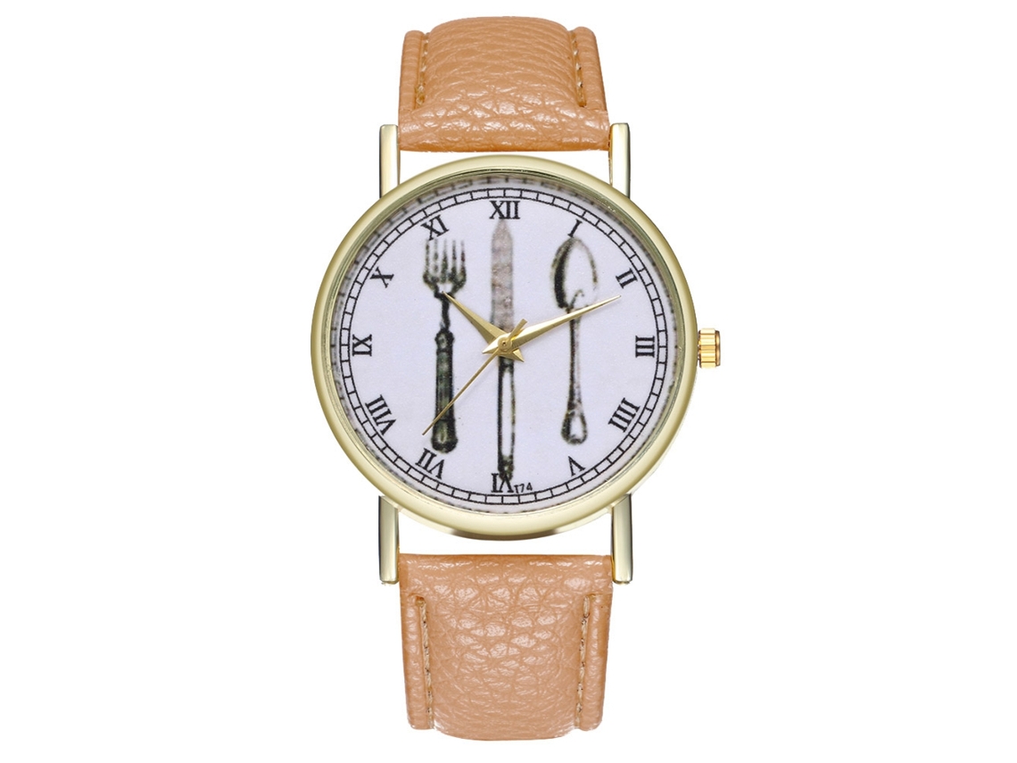 Reloj Analógico Unisex Pareja Cuero Pu Correa De Cuarzo Para Estudiantes Beige