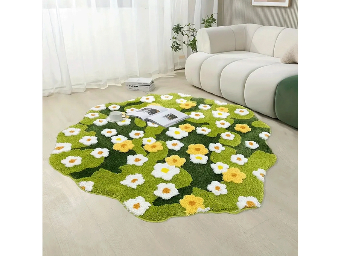 Tapete De Quarto Em Microfibra Macio E Fofo Com Padrão Floral, 100 X 105 Cm, Lavável À Máquina, Perfeito Para Banheiro Ou Sala De Estar