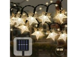 Cordão De Luzes, Formato De Estrela, 9,5 M, 50 Leds, Energia Solar, Para Festas, Casamentos, Janelas, Árvores E Composição Sazonal