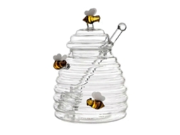 Pote De Vidro Para Mel Com Colher E Tampa, Ideal Para Armazenamento Na Cozinha E Com Visor Transparente Do Nível De Mel.