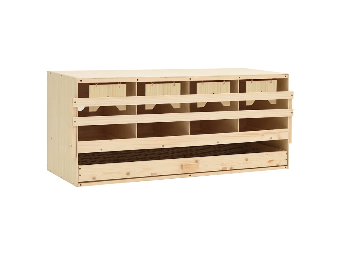 Vidaxl Ninho P/ Galinhas 4 Compartimentos 106x40x45 Cm Pinho Maciço