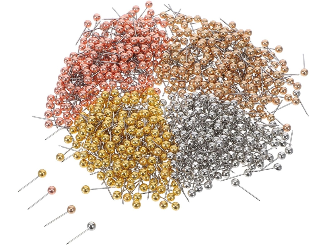 Tachinhas Lurrose com Cabeça Redonda, em Plástico e Aço Inoxidável, 800 Unidades com Caixa Organizadora, Ideal para
