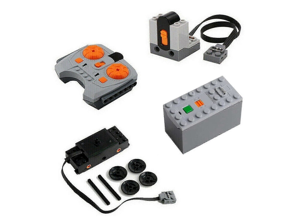 Conjunto De 4 Peças: Receptor De Motor Technic Power Functions Com Controlo Remoto E Caixa De Pilhas, Compatível Com Comboios Lego