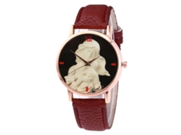 Reloj Unisex Niños Niñas De Cuero Pu Casual Moda Pulsera Café Oscuro