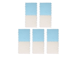 Primerox 10pcs Tapete de Piso de Espuma Peluda Interligado Cortável Suave para Sala e Quarto Azul Claro e Branco
