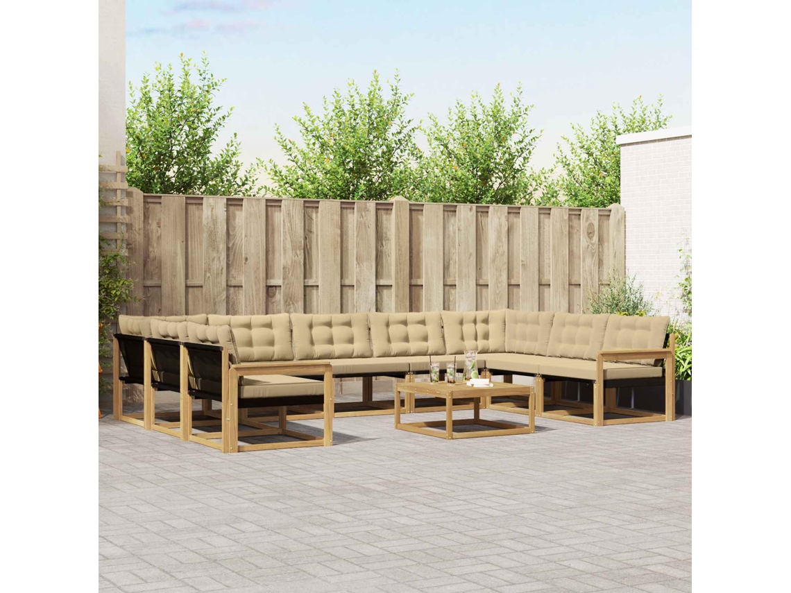 Vidaxl Conjunto De Sofás Para Exterior 10 Pcs Branco E Bege