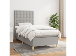 Vidaxl Cama Com Molas/colchão 100x200 Cm Tecido Cinzento-claro