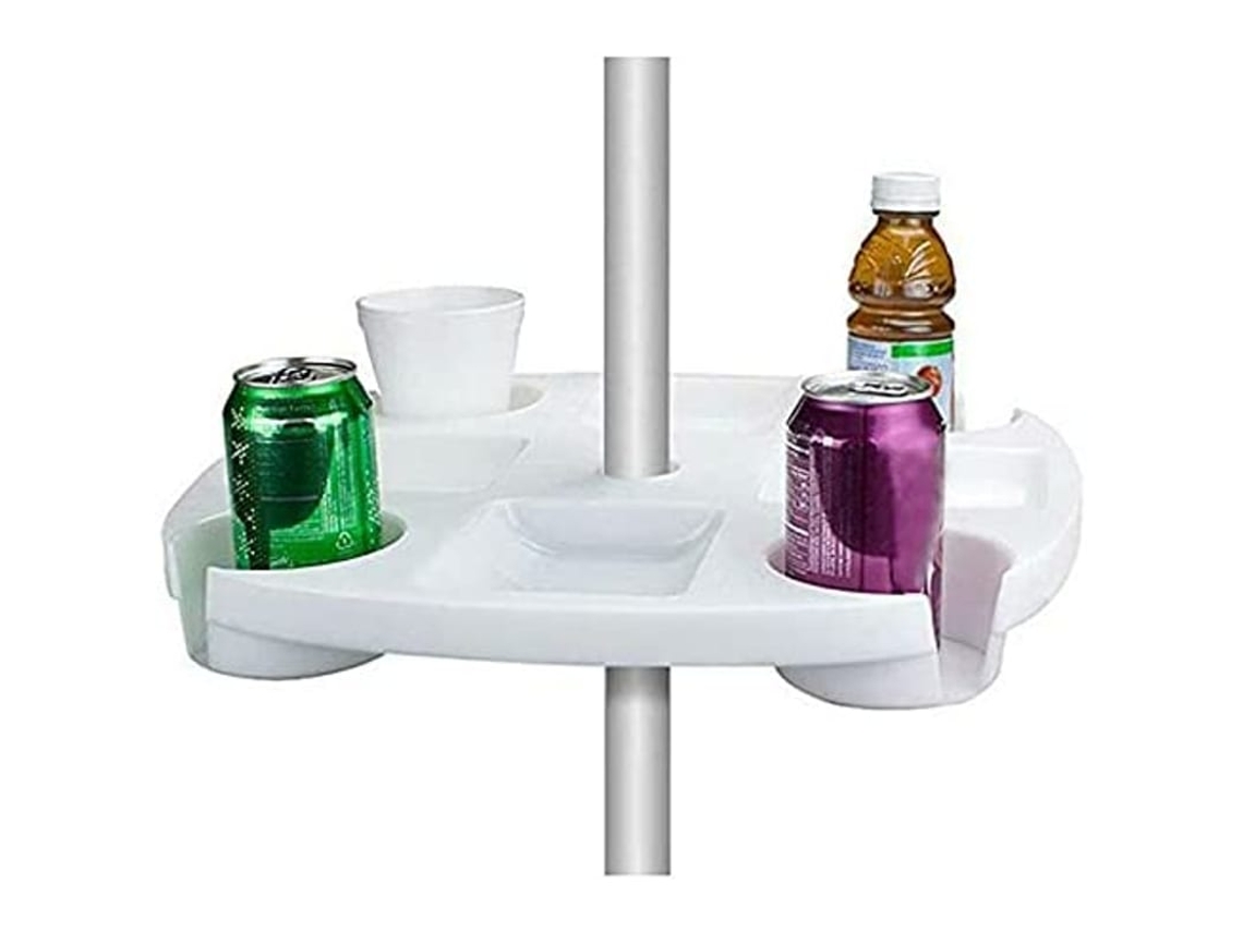 Bandeja Mesa Para Guarda-chuva Praia Grande 17" Com 4 Suportes Para Copo E 4 Compartimentos Para Petiscos