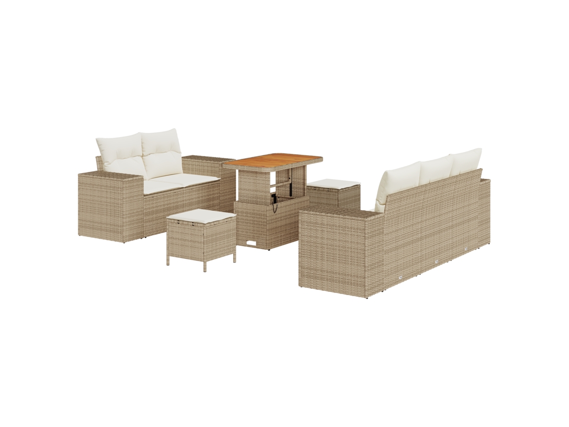Sofá De Jardim Vidaxl Bege Vime Pe (90 X 55 X 71 Cm)